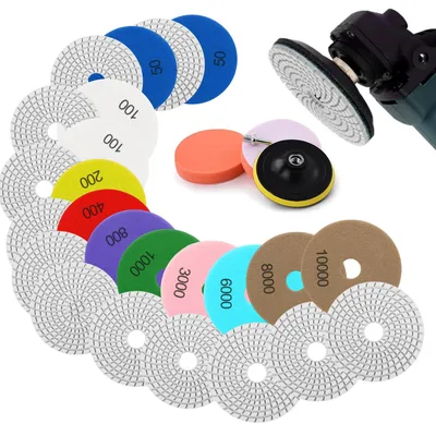 Polierset 100 mm, 16-teilig, für Marmor, Granit, Beton