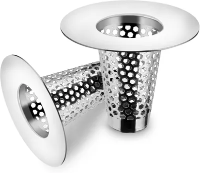 Image de Crépine conique d'évacuation - Lot de 2 - Adaptée pour les tuyaux de 30-40 mm - Filtre à cheveux - Pour douche, baignoire, évier de cuisine - Filtre d'évacuation en acier inoxydable 304