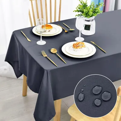 Produktbild von Tischdecke Fleckschutz Abwaschbar 140x300cm Grau Polyester Rechteckig