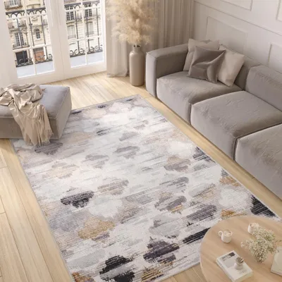 Produktbild von Tapiso Teppich VALLEY Modern Kurzflor Grau Beige Creme Wohnzimmer 160 x 220 cm