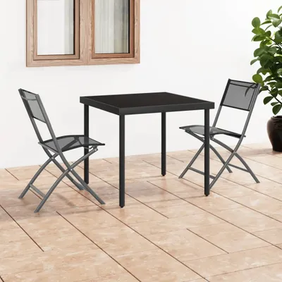 Obrázek produktu pro The Living Store Skládací zahradní židle 2 ks z černé oceli a textilenu