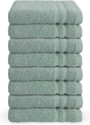 Imagen del producto de Unyqoos® Byrklund, juego de 8 toallas para invitados, 30x50 cm – 100% algodón, 500 g/m², calidad hotelera, color azul marino, con ojales para colgar