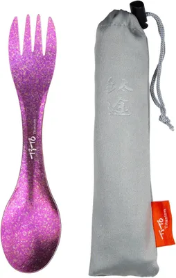 Productafbeelding van Spork 2-in-1, lichtgewicht lepel vork, roze, voor outdoor kamperen, inclusief tas