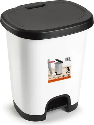 Productafbeelding van PlasticForte emmer - wit/zwart - 18 liter - 33 x 28 x 40 cm