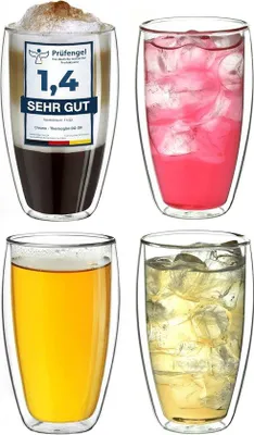 Obrázek produktu pro Famanu Sada sklenic – Prémiová kvalita – sklenice na kávu (sada 4 kusů, objem 400 ml)
