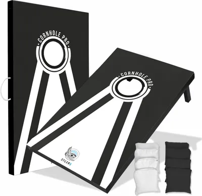 Produktbild von Ocean 5 Cornhole Pro | Original Sackloch Spiel | der Klassiker aus den USA | Cornhole Spiel Outdoor | Wurfspiel für Kinder und Erwachsene inklusive Cornhole Bags | lustige Partyspiele für draußen - schwarz