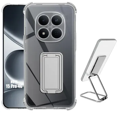 Image de Coque pour Xiaomi Redmi Note 15 Pro 4G, Protection Antichoc avec Support Métal Argenté