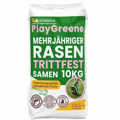 Produktbild von ECODECO Rasensamen Sport und Spiel - Rasensamen Schnellkeimend - Rasensamen Nachsaat Frühling Beständig gegen Trampeln - Sport und Spielrasen 10kg