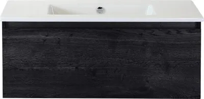 Produktbild von Sanox Badmöbel-Set Frozen BxHxT 101 x 42 x 46 cm Frontfarbe black oak mit Waschtisch Keramik weiß 75734849