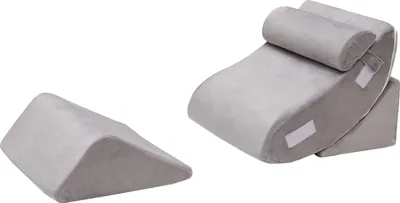 Produktbild von Set mit 4 Keilkissen für Betten, verstellbare Kissen aus Memory-Schaum mit waschbaren Bezügen, Mehrzweckkissen zum Lesen, Grau