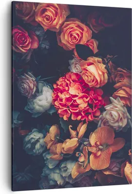Produktbild von Bild auf Leinwand - Leinwandbild - Einteilig - Blumenstrauß Blumen Rosen - 50x70cm - Wand Bild - Wanddeko - Wandbilder - Leinwanddruck - Wanddekoration - Leinwand bilder - Wandbild - PA50x70-5002