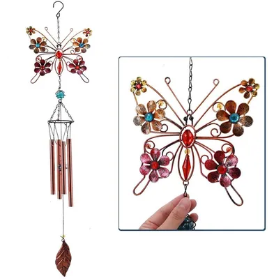 Produktbild von Windspiel Schmetterling Metall Buntglas 56 cm
