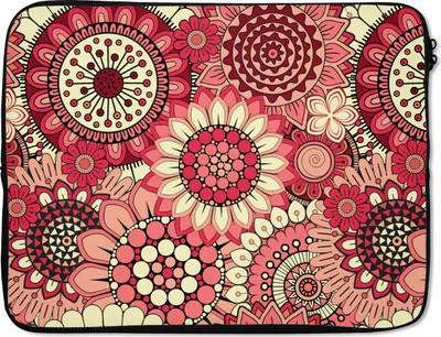 Produktbild von MuchoWow® Laptop Hülle 15 Zoll Blume - Mandala - Retro - Muster Laptoptasche - Laptoptasche - Sleeve - Rundum-Schutz