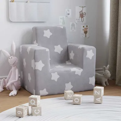 Immagine prodotto di Divano per Bambini Grigio Chiaro con Stelle in Morbido Peluche