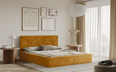 Obrázek produktu pro Postel PADWA 160x200 zlatá s úložným prostorem