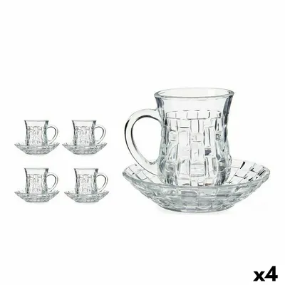 Obrázek produktu pro Sada šálků a talířků z průhledného skla 125 ml (12 x 9 x 12 cm) (4 kusy)