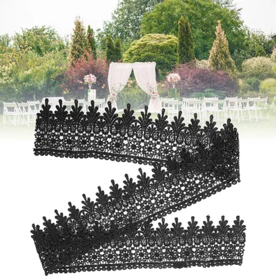 Produktbild von 5 Meter Polyestergarn-Bortenband für Bastelarbeiten, DIY-Nähzubehör, Kleidungsdekoration (schwarz)