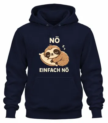 Produktbild von Faultier Schlafend NÖ EINFACH NÖ Süß Faul Geschenk Lustig Hoodie Kapuzenpullover, Navy, S