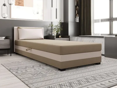 Obrázok produktu pre Jednolôžková posteľ 80x195 ZAJDA 1 s úložným priestorom - hnedá / ecru