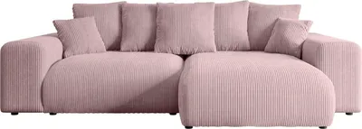Produktbild von Ecksofa mit Schlaffunktion und Bettkasten ESKAR-L -266x176x72 cm Rosa- Corner Sofa Bett Eckcouch Couch L-Form Schlafcouch Ausziehbar Wohnlandschaft Schlafsofa Cauchsofa