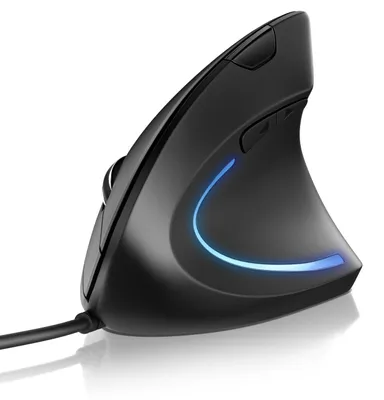 Produktbild von CSL - ergonomische Vertikalmaus mit Kabel - optische Maus 6400 DPI - kabelgebunden USB - Vorbeugung gegen Mausarm/Tennisarm (RSI-Syndrom) - besonders armschonend - 6 Tasten - PC Notebook Mac