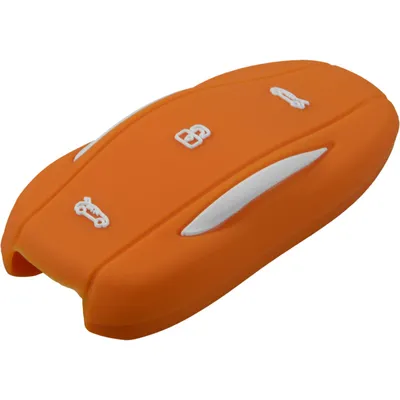 Produktbild von PhoneNatic Silikon Schlüssel Hülle kompatibel mit der Tesla Model S/X/3 3-Tasten Fernbedienung in orange Funkschlüssel 3-Key