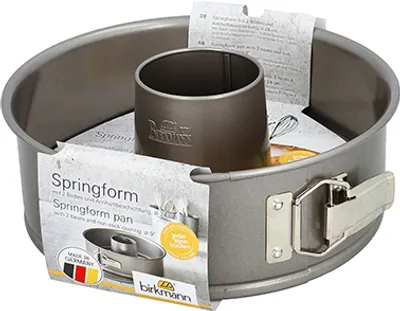 Produktbild von BIRKMANN Springform mit 2 Böden, Ø 24 x H 8,5 cm, Mit Flach- und Rohrboden, Extra Hoher Rand, Antihaf