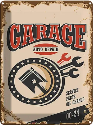 Produktbild von vianmo Blechschild 40x30 cm Garage auto repair service 00-24 Werkstatt
