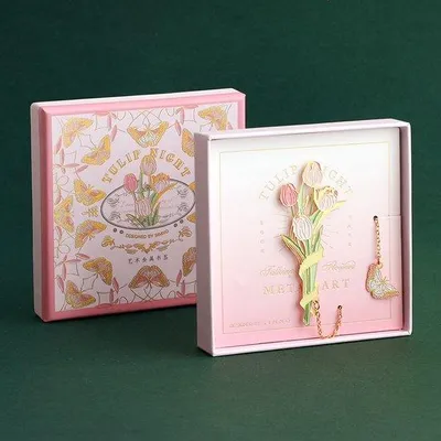 Image de Simno marque-page en laiton avec pendentif, motif floral – Tulipe