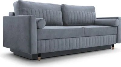Produktbild von Schlafsofa, Sofa mit Schlaffunktion und Bettkasten Couch für Wohnzimmer Sofagarnitur Wohnlandschaft mit Bettfunktion Polstersofa - 213x83x104 NANCY (Dunkelgrau - Cloud 97)
