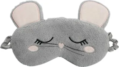 Obrázok produktu pre Roztomilá myška Sleep maska na oči, dámska nočná páska na oči, maska na unavené oči, vhodná na cestovanie/chrápanie/spánok, 20 × 11 cm, sivá