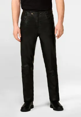 Immagine prodotto di Pantaloni da uomo in pelle di capra, modello Franklin 2 – neri / taglia 29