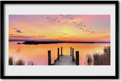 Produktbild von Bild 60x40 MDF-Rahmen Wandkunst Pier Sunset Lake