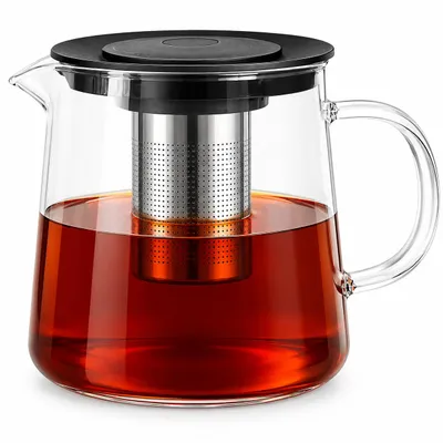 Immagine prodotto di Teiera da 1,2 litri con colino in acciaio inox in vetro borosilicato Teiera in vetro
