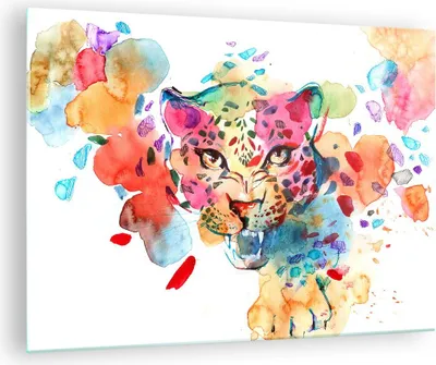 Produktbild von Bilder auf glas - Farbe Konzept Katze - 70x50cm - Glasbilder - Wandbilder - Kunstdruck - zum Aufhängen bereit - Wanddekoration aus Glas - Glas Bilder - Wandbild auf Glas - Einteilig - GAA70x50-3068
