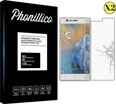 Immagine prodotto di Vetro temperato per NOKIA 3 [2 pezzi] Pellicola protettiva dello schermo Antigraffio Vetro Resistente Phonillico®