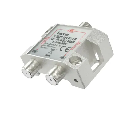 A product shot of a 2-way satellite splitter.