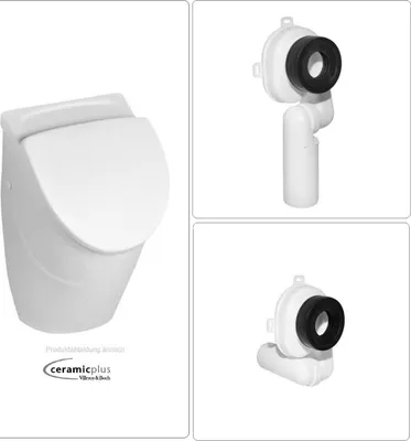 Produktbild von VILLEROY & BOCH O.NOVO Keramik Absaug Urinal mit CeramicPlus Beschichtung & Deckel + Ablaufgarnitur