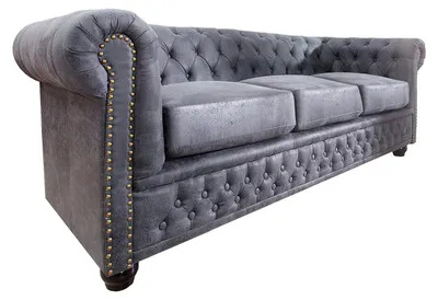 Produktbild von riess-ambiente Design 3er Sofa CHESTERFIELD 200cm antik grau Federkern 3-Sitzer Loungesofa Couch Dreisitzer