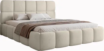 Productafbeelding van FEDVE Boxspringbed Mostar, bekleed met fluweel, 140x200 cm, beige