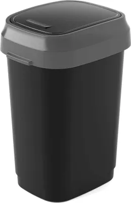 Produktbild von Abfallbehälter mit Doppelschwingdeckel Schwarz/Grau 19x25x32cm