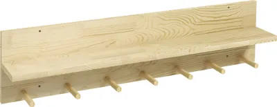 Produktbild von HOMCOM Wandregal aus Holz, schwebendes Regal, Wandregale mit 7 Haken, für Eingangsbereich, Flur, Schlafzimmer, 80 x 12 x 20 cm, Natur