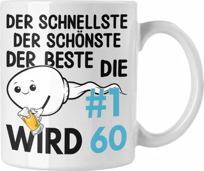 Produktbild von Trendation - 60. Geburtstag Tasse Geschenk Männer Vater 50er Geschenkidee Mann Lustig Spruch (Weiß)