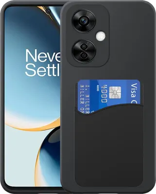 Produktbild von Geeignet für OnePlus Nord N20 Phone Case mit Silikon-Kartenhalter - Flexible Back Cover Case Silikon TPU mit Silikon Cardslot - Schwarz - Smartphonica