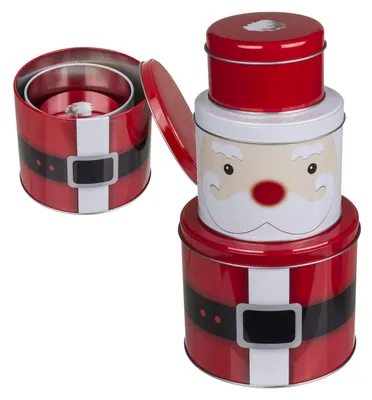 Produktbild von 3er Set Gebäckdosen Metall Keksdose Weihnachtsmann mit Deckel