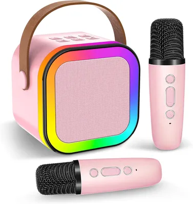 Produktbild von Karaoke Maschine, Computer-Mikrofone, Mikrofon, Mini-Karaoke-Maschine, Tragbarer Bluetooth-Lautsprecher mit Stimmeffekten & LED-Lichtern