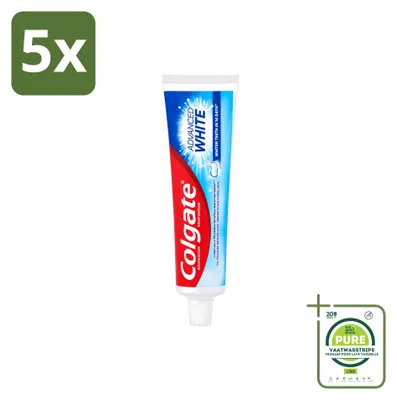 Productafbeelding van 5 x Colgate Advanced White tandpasta - 100 ml - grootverpakking - 5 stuks