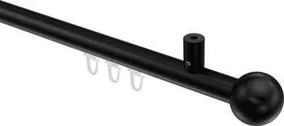 Produktbild von Interdeco Innenlaufstange / Gardinenstange mit Innenlauf Schwarz, Typ Sonius Luino (Kugel) Deckenmontage, 20 mm Ø 1-läufig, 160 cm