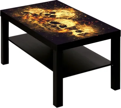 Produktbild von Couchtisch Tisch Totenkopf Feuer : schwarz weiß Tisch schwarz