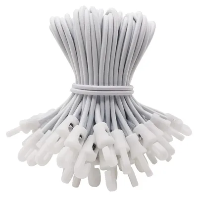 Zdjęcie produktu dla Gumki z haczykami, 50 sztuk, białe, 15 cm